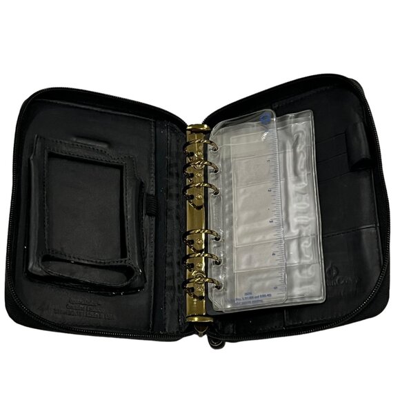 Franklin Covey Vintage Black Leather Full Zip Around Planner Organizer Compact S - Picture 5 of 10
